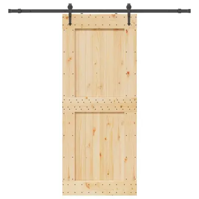 vidaXL Drsna vrata s kompletom vodil 95x210 cm trdna borovina