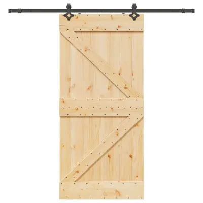 vidaXL Drsna vrata s kompletom vodil 80x210 cm trdna borovina