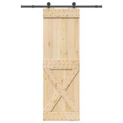 vidaXL Drsna vrata s kompletom vodil 70x210 cm trdna borovina