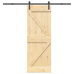 vidaXL Drsna vrata s kompletom vodil 70x210 cm trdna borovina