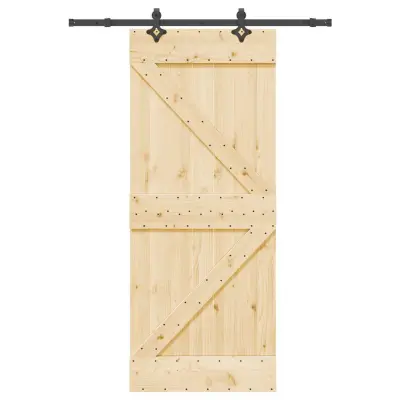 vidaXL Drsna vrata s kompletom vodil 85x210 cm trdna borovina