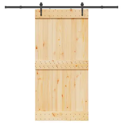 vidaXL Drsna vrata s kompletom vodil 100x210 cm trdna borovina