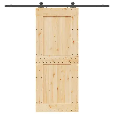 vidaXL Drsna vrata s kompletom vodil 95x210 cm trdna borovina