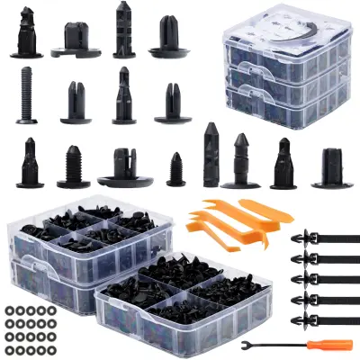 Rosfix Set Avtomobilskih Zatičev 650 Kos – Nylon, 16 Tipov, Črn | S Plastično Škatlo in Orodjem