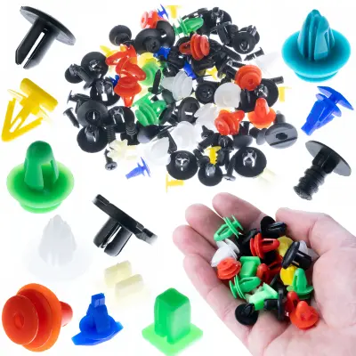 Rosfix Set Avtomobilskih Pritrdilnih Zatičev – 100 Kos, Več Velikosti, Plastika, Dolžina 1–4 cm | Za Tapetništvo in Karoserijo
