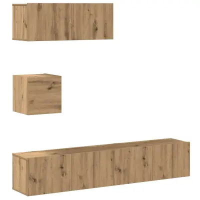 vidaXL TV omara 4-delna stenski artisan hrast inženirski les
