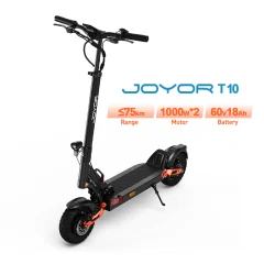 Električni skuter Joyor T10 z dvojnim motorjem, 2000 W, 10-palčni, za vse terene, z baterijo 60 V 18 Ah  Električni skuter Joyor T10 z dvojnim motorje