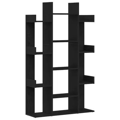 vidaXL Knjigovodna omara Črna Oreh 86x25,5x140 cm Iz Inženirskega lesa