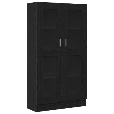 vidaXL knjižni kabinet črne barve iz Oake, dimenzije 82,5x30,5x150 cm, narejen iz inženirskega lesa