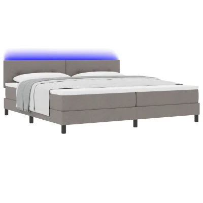 vidaXL Box Spring postelja z vzmetnico in LED osvetlitvijo taupe 200x200 cm iz blaga