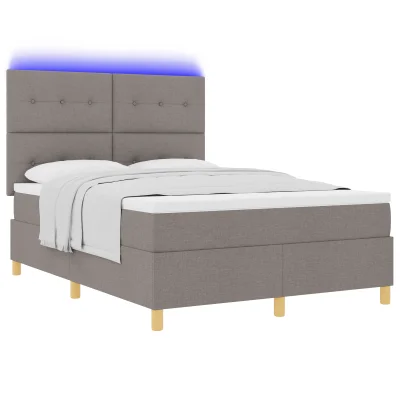 vidaXL Box Spring postelja z vzmetnico in LED Taupe 160x200 cm Tkanina