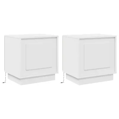 vidaXL Nočne omarice z LED lučmi 2 kosa Bela 44x34,5x45 cm