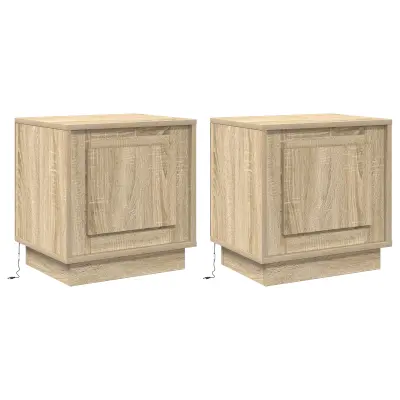 vidaXL Nočne omarice z LED lučmi 2 kosa Sonoma hrast 44x34,5x45 cm