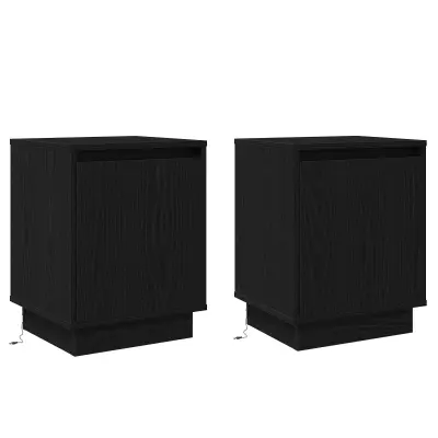 vidaXL Nočne omarice z LED lučmi 2 kosa Črna 39x34,5x50 cm