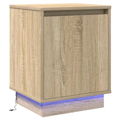 vidaXL Nočna omarica z LED lučmi Sonoma hrast 39x34,5x50 cm