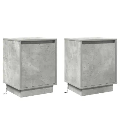 vidaXL Nočne omarice z LED lučmi 2 kosa Betonsko siva 39x34,5x50 cm