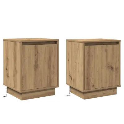 vidaXL Nočne omarice z LED lučmi 2 kosa Artisan hrast 39x34,5x50 cm