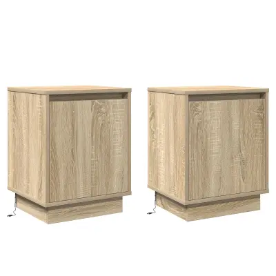 vidaXL Nočne omarice z LED lučmi 2 kosa Sonoma hrast 39x34,5x50 cm