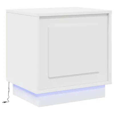 vidaXL Nočna omarica z LED lučmi Bela 44x34,5x45 cm