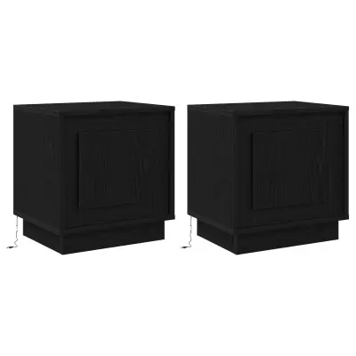 vidaXL Nočne omarice z LED svetilkami 2 kosa Črn hrast 44x34,5x45 cm