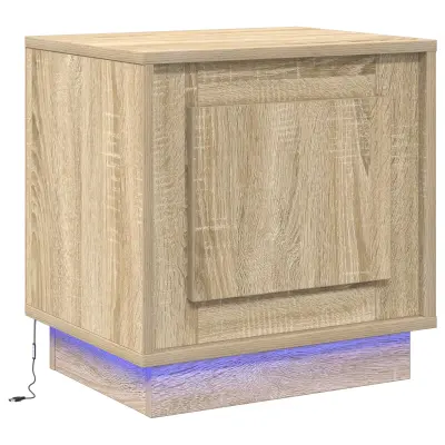 vidaXL Nočna omarica z LED lučmi Sonoma hrast 44x34,5x45 cm