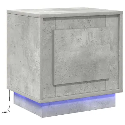 vidaXL Nočna omarica z LED lučmi Betonsko siva 44x34,5x45 cm