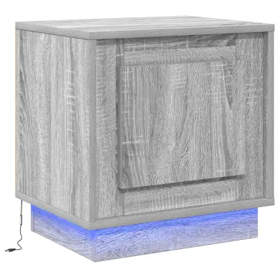 vidaXL Nočna omarica z LED lučkami Siva Sonoma 44x34,5x45 cm