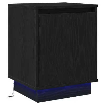 vidaXL Nočna omarica z LED lučmi Črna 39x34,5x50 cm