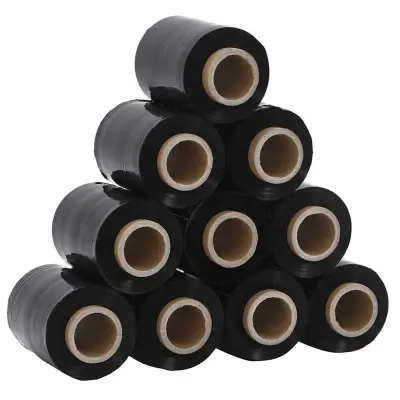 vidaXL raztegljive folije 10 kosov Črna 23 µm 10 cm x 150 m