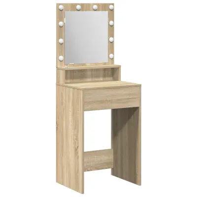 vidaXL Miza za ličenje z LED lučmi v Sonoma hrastu, 50x41x135 cm