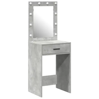vidaXL Toaletna miza z LED lučmi v betonsko sivi barvi, 50x41x135 cm