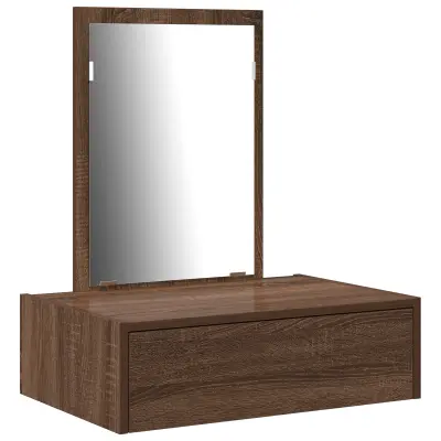 vidaXL Stenska toaletna miza Rjava hrast 60x40x70 cm