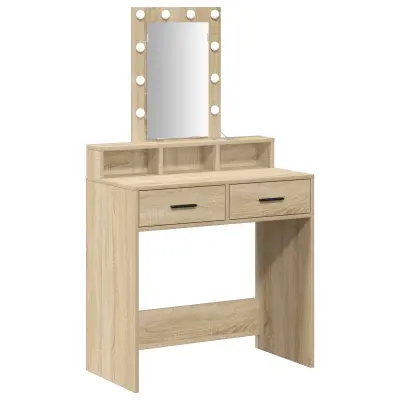 vidaXL Kozmetična miza z LED lučmi v barvi sonomskega hrasta, 79x41x140 cm