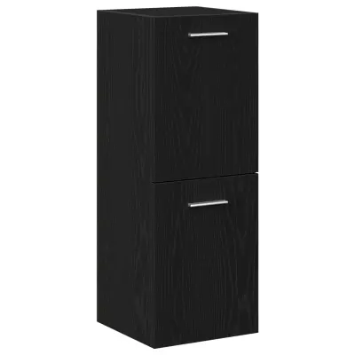 vidaXL Črna lesena kopalniška omarica 30x30x80 cm iz inženirskega lesa