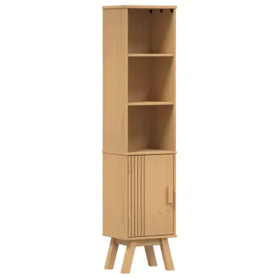vidaXL Kopalniška omarica Rjava 35x30x159 cm Trden borov les