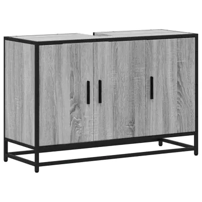 vidaXL Kopalniška omarica siva sonoma 90x33x60 cm inženirski les