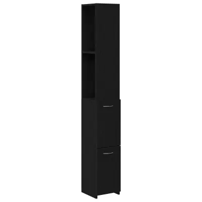 vidaXL kopalniška omarica črna oreh 25x25x170 cm iz inženirskega lesa