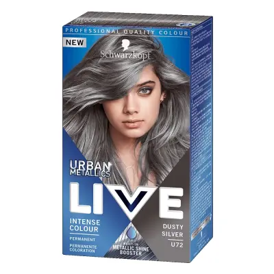 Schwarzkopf Live Urban Metallic Barva za Lase U72 Prašno Srebrna