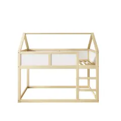 Pogradna postelja 90x200cm - s stopnicami - konstrukcija iz masivnega lesa - naravna