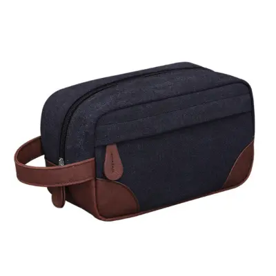Toaletna torbica iz PU in platna Black