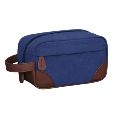 Toaletna torbica iz PU in platna NavyBlue
