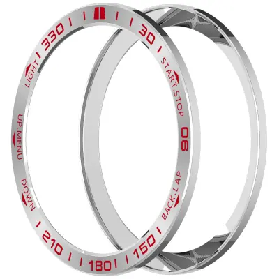 Srebrna in rdeča luneta za Garmin Tactix 8 51mm Solar Edition