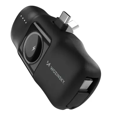 WOZINSKY MINI POWERBANK 5000MAH 15W USB-C S KABLOM ZA APPLE WATCH ČRNA