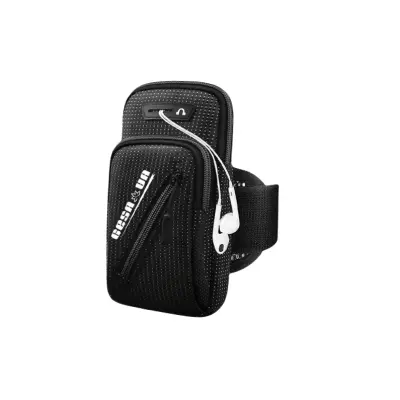 Nadgrajena športna torbica za telefon za tek na prostem - črna