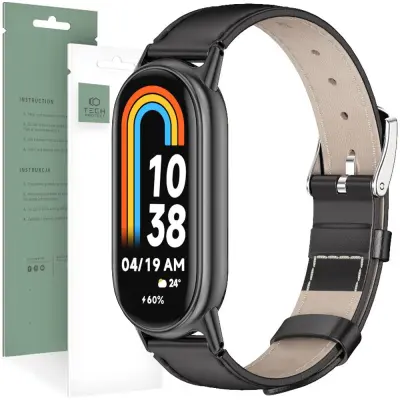 TECH-PROTECT LEATHERFIT TRAK ZA XIAOMI SMART BAND 8 / 8 NFC ČRN