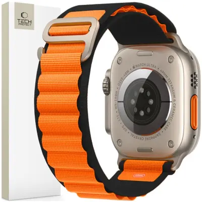 TECH-PROTECT NYLON PRO APPLE WATCH 4 / 5 / 6 / 7 / 8 / 9 / SE / ULTRA 1 / 2 (42 / 44 / 45 / 49 MM) ČRNA / ORANŽNA