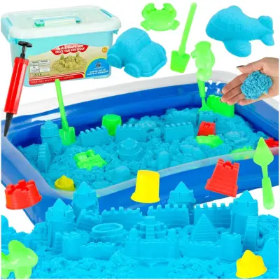 Set kreativni kinetični pesek 2kg v škatli moder