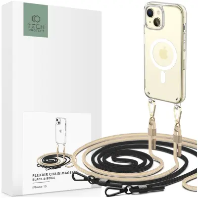 TECH-PROTECT FLEXAIR CHAIN FOR MAGSAFE OVITEK ZA IPHONE 15 ČRNO BEŽ