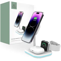 TECH-PROTECT INDUKTIVNI POLNILEC 3V1 MAGSAFE QI15W ZA IPHONE BEL