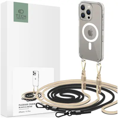 OVITEK TECH-PROTECT FLEXAIR CHAIN MAGSAFE ZA IPHONE 15 PRO ČRNO BEŽ